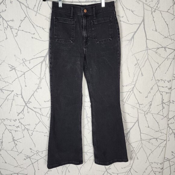 GAP Black Wash Stretch Denim High Rise 70's Flare Jeans - Picture 1 of 8
